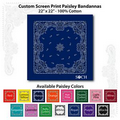 22"x22" Royal Blue Custom Printed Paisley Imported 100% Cotton Bandanna